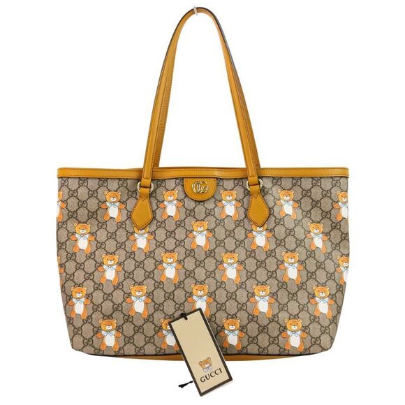 Gucci Handbags - Gucci EXO KAI Collaboration GG Supreme Teddy Bear Tote Bag 631685 Camel Women's